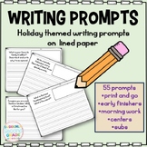 Writing Prompts | Lined Writing Paper | Holiday Themed