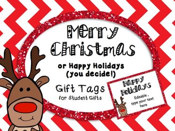 Preview of Holiday and Christmas Gift Tags EDITABLE Freebie!!