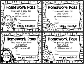 christmas no homework pass