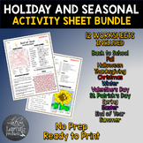 Holiday and Seasonal Activity Sheet Bundle