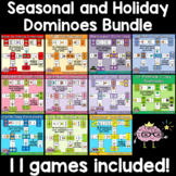 Holiday and Seasonal Domino Games with Writing Activities Bundle