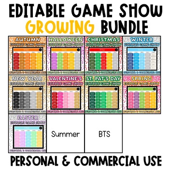 Preview of Holiday and Seasonal Editable Game Show Growing Bundle Commercial Use