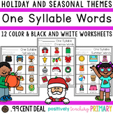 Holiday and Seasonal One Syllable Words Reading Worksheets