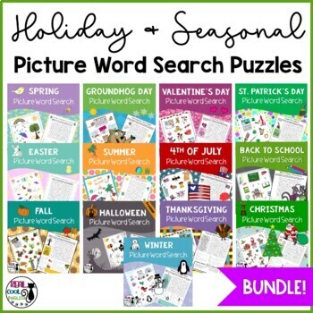 Preview of Holiday and Seasonal Word Puzzles Bundle - Word Search Puzzles with a Twist!