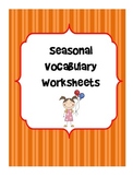 Holiday and Seasonal Vocabulary Worksheets