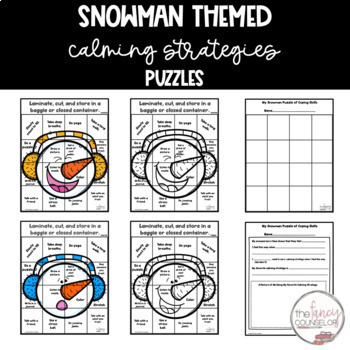 Holiday and Winter Themed Calming Strategies Coping Skills Puzzle Activities