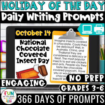 Preview of Holiday of the Day Writing Prompts Bundle - National Holidays - Morning Meeting