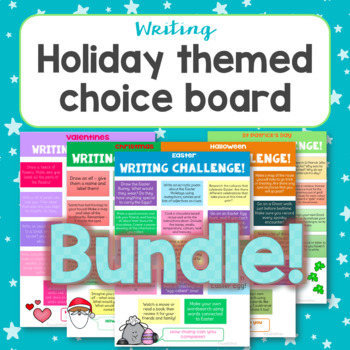 Preview of Holiday themed Writing Choice Board Bundle