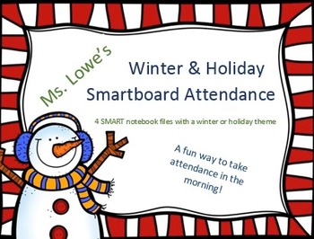 Preview of Holiday/Winter themed smartboard attendance files!