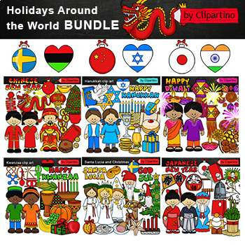 Preview of Holidays Around The World Clip Art BUNDLE /Hanukkah /Kwanzaa /Chinese New Year