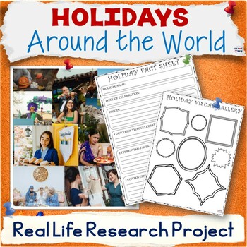 Preview of Holidays Around The World Research Project Based Learning Writing Activity Pack