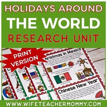 Preview of Holidays Around The World Research Unit  Lower and Upper Grades (Print Version)