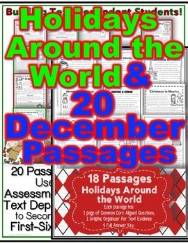 Preview of Holidays Around the World & 20 December Close Reading Passages Double Bundle