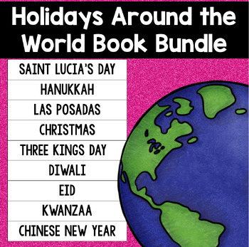 Preview of Holidays Around the World Book Bundle: 9 Emergent Readers with Word Work
