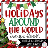 Holidays Around the World Christmas Escape Room Printable and Digital Activity