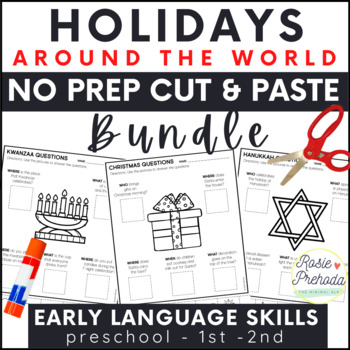 Preview of Holidays Around the World Speech Therapy - Christmas - Hanukkah - Kwanzaa Bundle