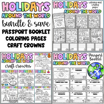Preview of Holidays Around the World Craft Crowns, Coloring Pages, Passport Booklet