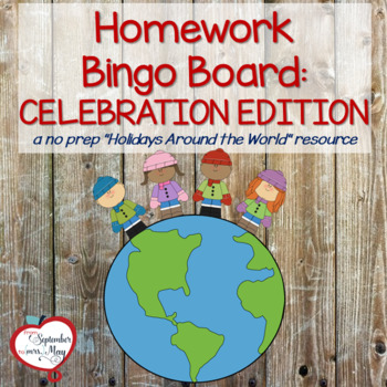 Preview of December, Holidays Around the World Homework Bingo Board: Celebration Edition
