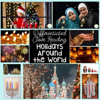 Preview of Holidays Around the World Close Reading Unit with DIFFERENTIATED Texts!