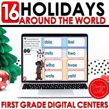 Preview of Holidays and Christmas Around the World Digital Centers & Activities 1st  Grade