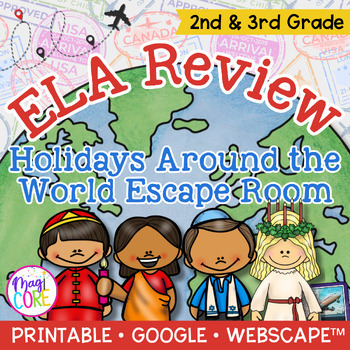 Preview of Christmas Holidays Around the World Escape Room - 2nd 3rd Grade Digital Activity