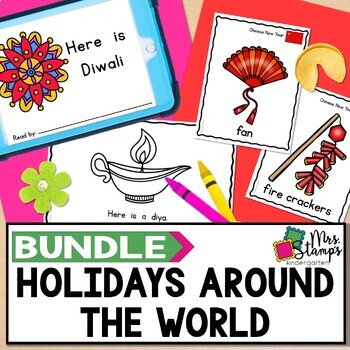 Preview of Holidays Around the World Emergent Reader Center Activities BUNDLE