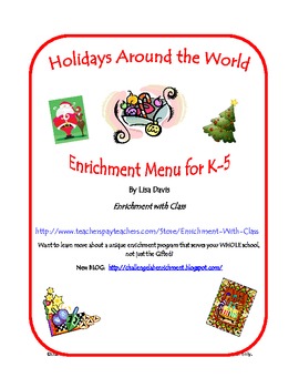 Preview of Holidays Around the World Gifted or Enrichment Menu for K-5