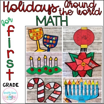 Preview of Winter Holidays Around the World Math Craftivities for First Grade