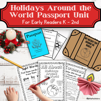 Preview of Holidays Around the World Mini Book for Early Readers, Passport and Crafts!