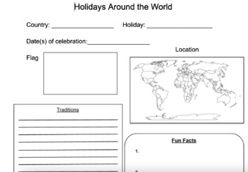 Preview of Holidays Around the World Note Catcher