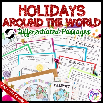 Preview of Holidays Around the World Passport Differentiated Reading Christmas Passages