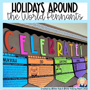 Preview of Holidays Around the World Pennants | English and Spanish