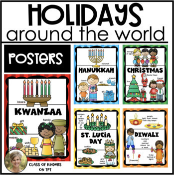 Preview of Winter Holidays Around the World Posters Celebration of Light Kindergarten First
