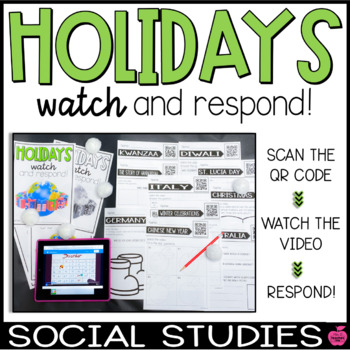 Preview of Holidays Around the World | QR Watch & Respond Social Studies
