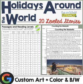 Preview of Holidays Around the World Reading Comprehension Passages - Lexile Leveled