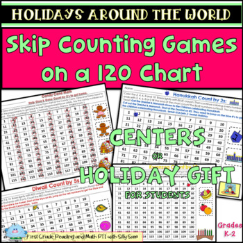 Preview of Holidays Around the World Skip Counting on a 120 Chart Math Center FREEBIE K-2