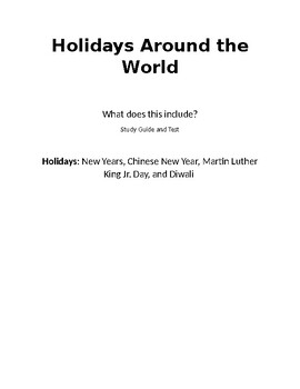Preview of Holidays Around the World Study Guide and Test