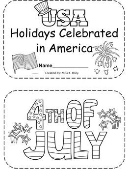 Preview of Holidays Celebrated in America Booklet