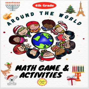Preview of Holidays/ Christmas Around the World Math Task Card Game and Activities for 4th