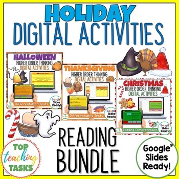 Preview of Holidays Digital Activities Google Slides | Halloween, Thanksgiving, Christmas