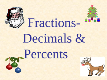 Preview of Holidays - Fractions, Decimals, Percents: With Bonus Fraction Bar PowerPoint