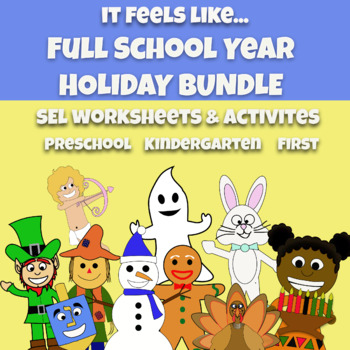 Preview of Holidays Full Year Social Emotional Learning  Worksheets & Activities Bundle