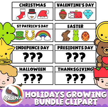 Preview of Holidays Growing Bundle Clipart Color Blackline