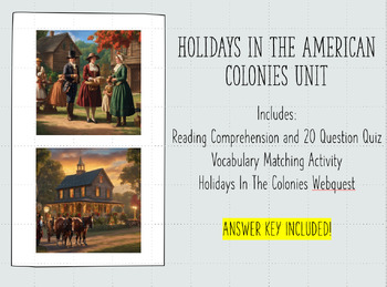 Preview of Holidays In The American Colonies Unit