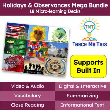Preview of Holidays Informational Text Reading Passage and Activities Mega Bundle