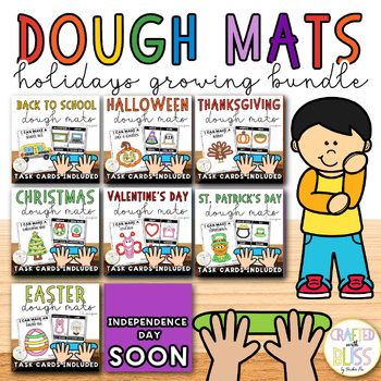 Preview of Holidays Playdough Mats and Task Cards Growing Bundle | Literacy and Fine Motor