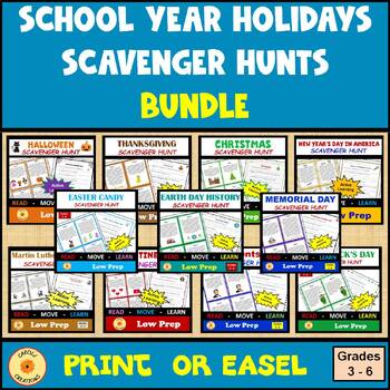 Preview of Holidays Scavenger Hunts BUNDLE with Easel Options