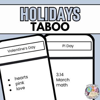 Preview of Holidays Taboo Mystery Word Guessing Game 18 Cards + Editable Template