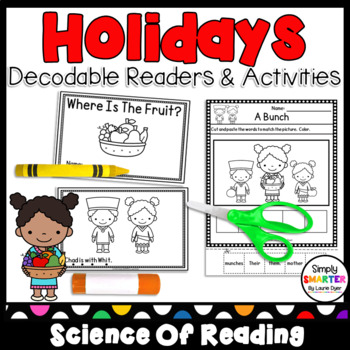 Preview of Holidays Themed Science Of Reading Decodable Readers With Activities
