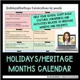 Holidays and Heritage Month Calendar Template *EDITABLE wi